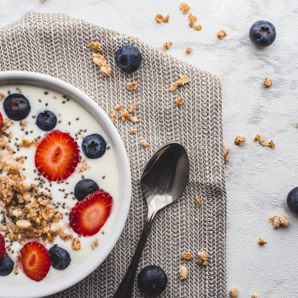 bowl of yoghurt and berries